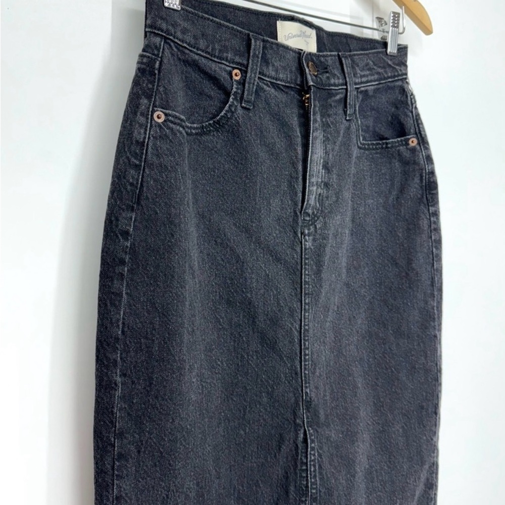 Universal Thread Washed Black Denim Skirt With Front Slit NewJean Skirt Size 0
